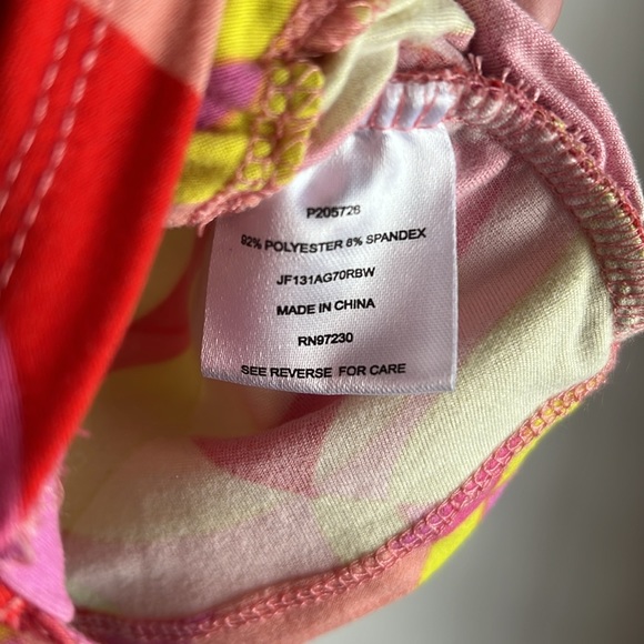 Almost Famous ruched tie front crop tank top pink yellow geometric print… - Picture 5 of 8